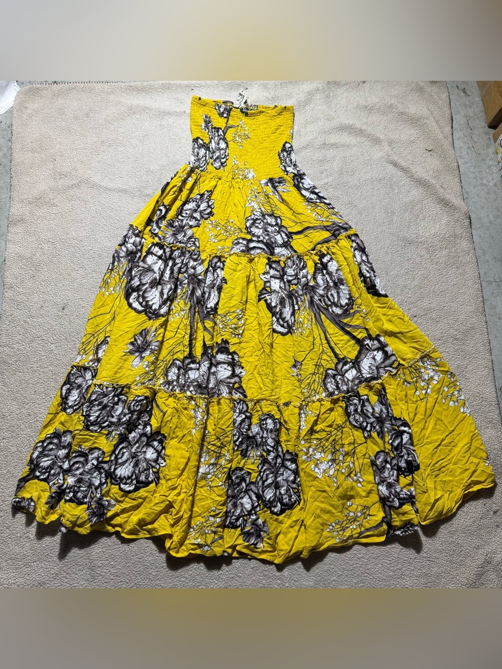 Jaase Dress Womens Medium Maxi Strapless Sleeveless Tube Style Golden Lillies